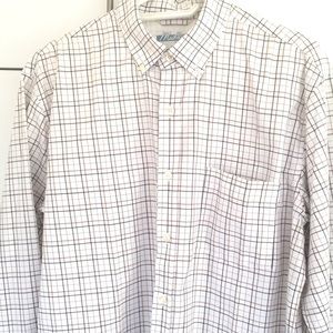 Midtown White Two Tone Brown Striped Cotton Button Up Dress Shirt Medium NWOT